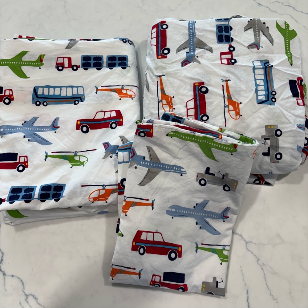Pottery Barn Kids transportation Vehicle twin sheets and pillowcase
